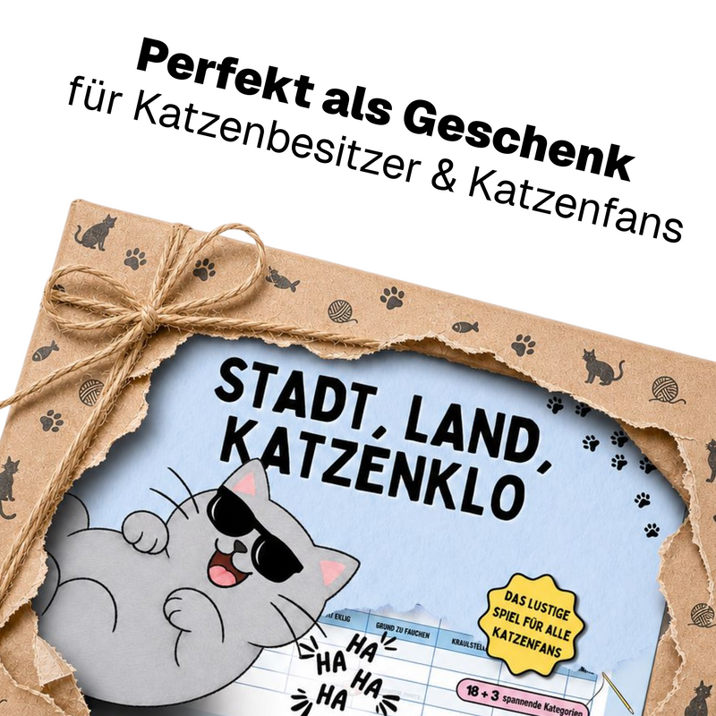 Stadt, Land, Katzenklo als Geschenk verpackt – für Katzenbesitzer und Katzenfans