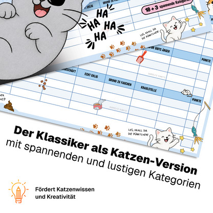 Spielseite von Stadt, Land, Katzenklo mit Kategorien wie Echt eklig, Grund zu fauchen und Kraulstelle