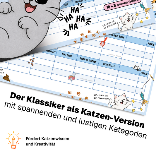 Spielseite von Stadt, Land, Katzenklo mit Kategorien wie Echt eklig, Grund zu fauchen und Kraulstelle