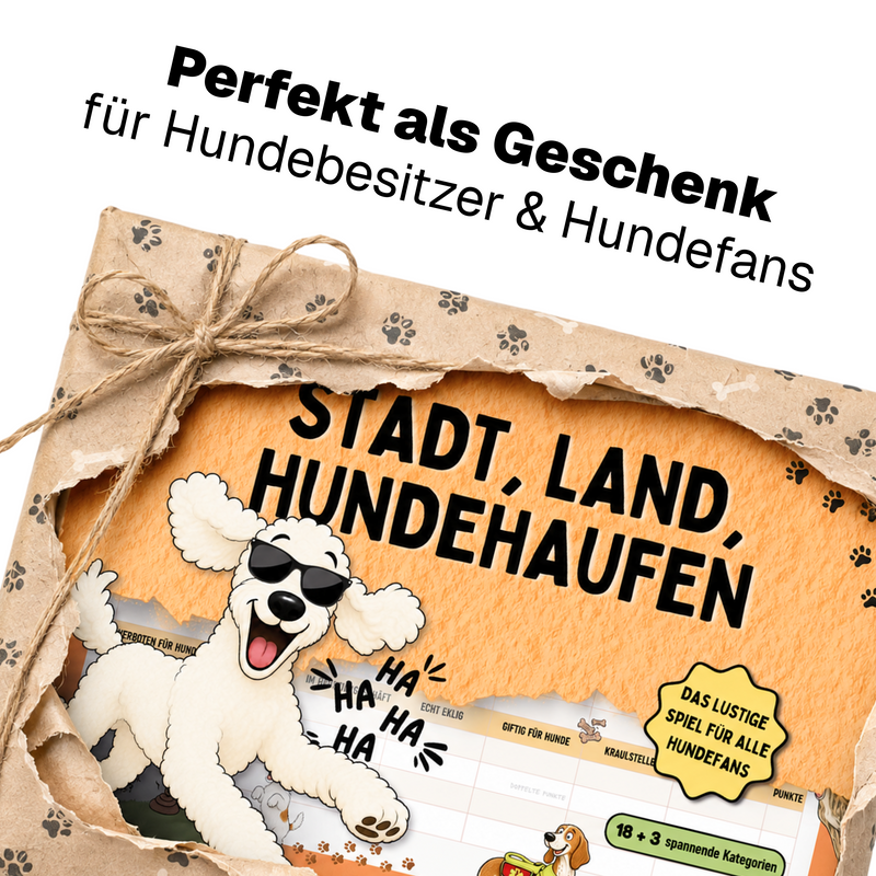 Stadt, Land, Hundehaufen als Geschenk verpackt – für Hundebesitzer und Hundefans