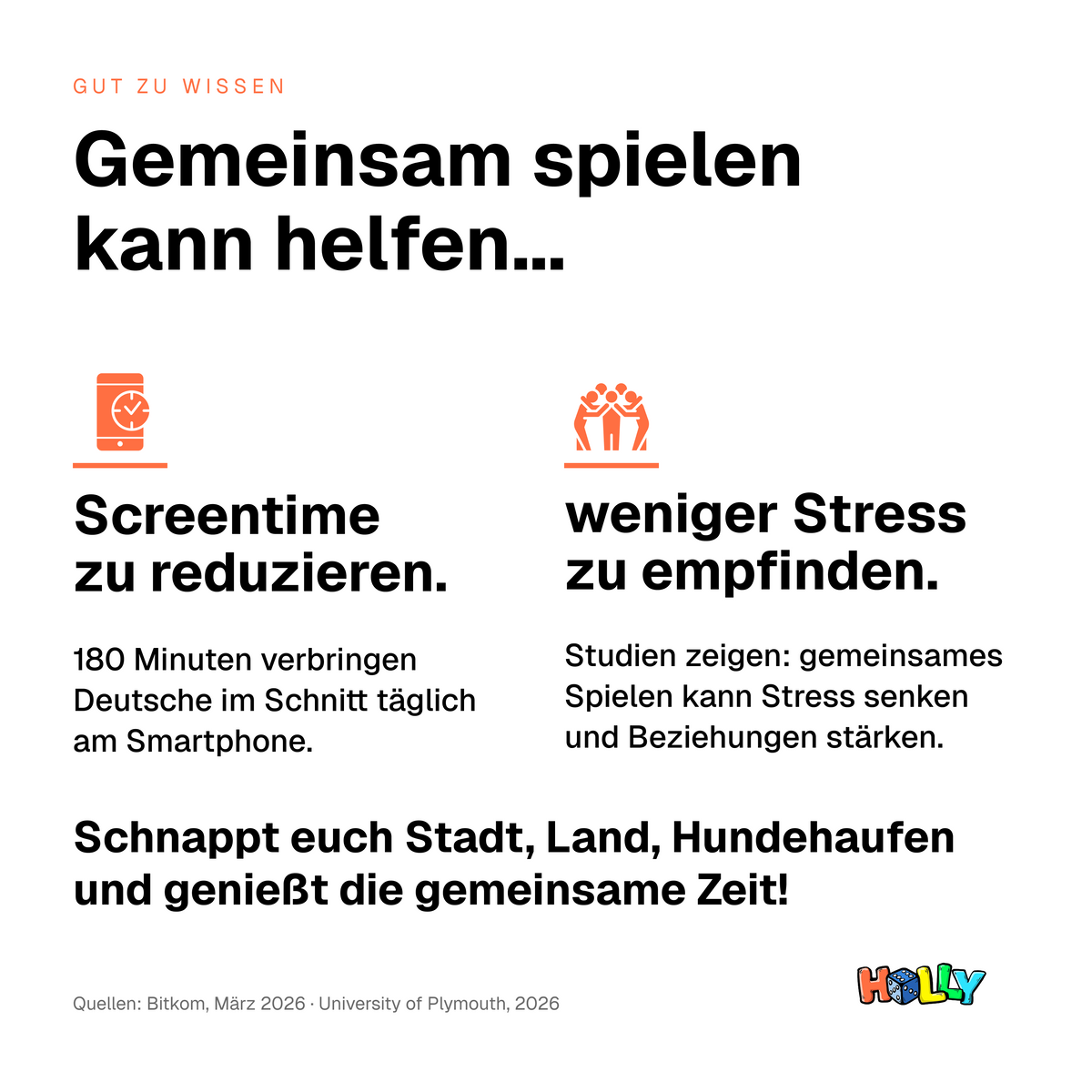 Gemeinsam spielen statt Screentime – Stadt, Land, Hundehaufen von HOLLY